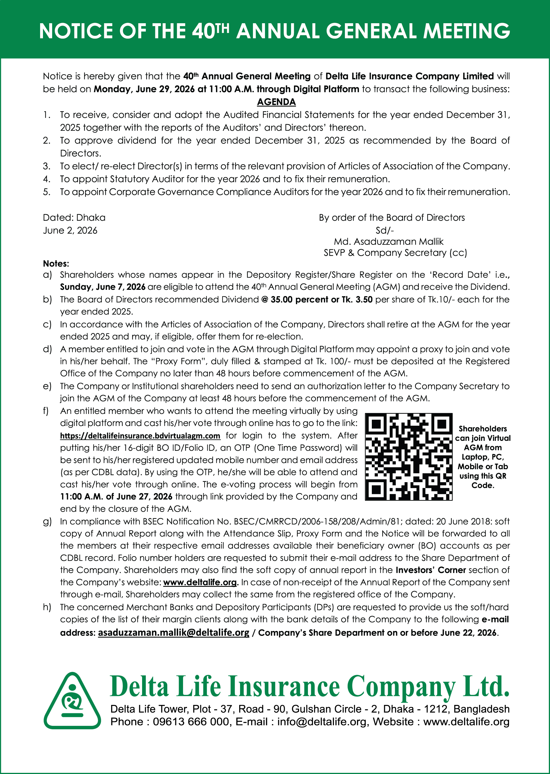 40th AGM Notice